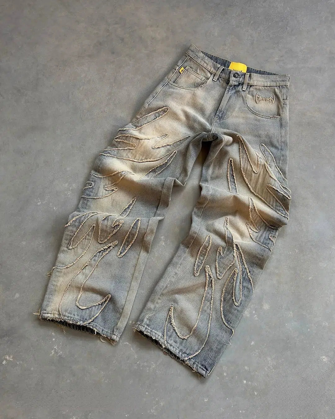Embroidered Baggy Washed Y2K Jeans