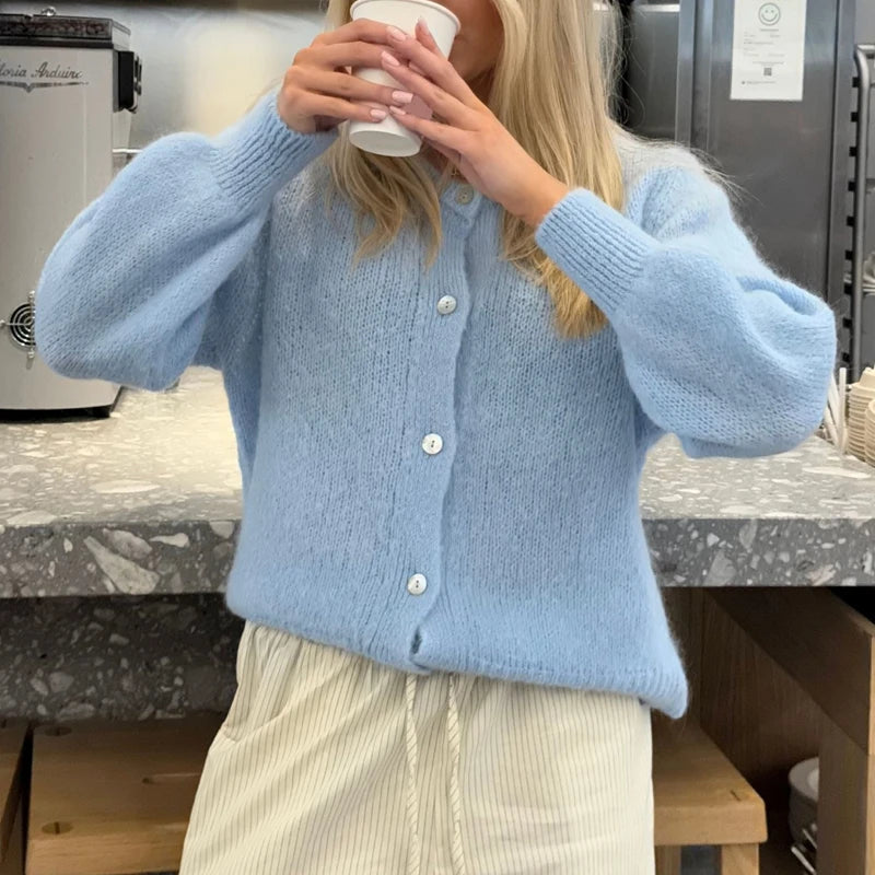 Preppy Y2K Womens Button Cardigan