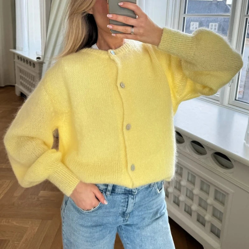 Preppy Y2K Womens Button Cardigan