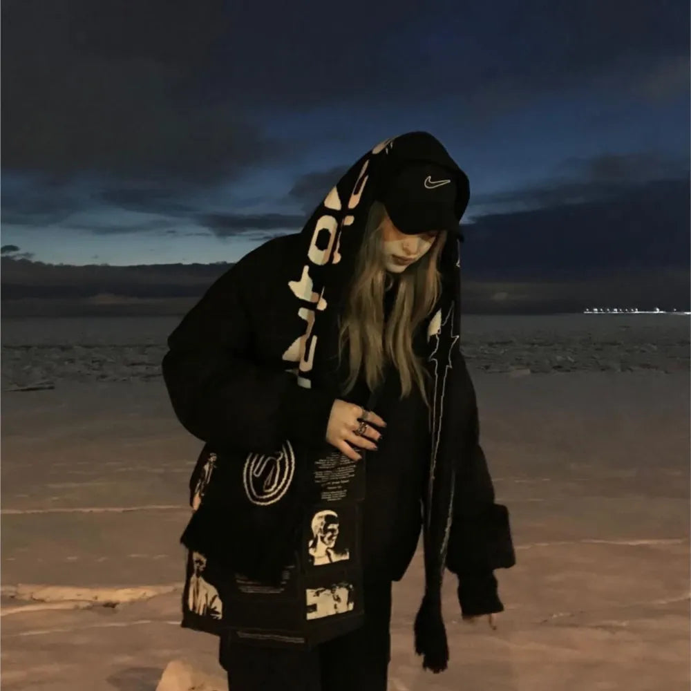 Y2K 'Automatic Vertical' Streetwear Shawl Scarf