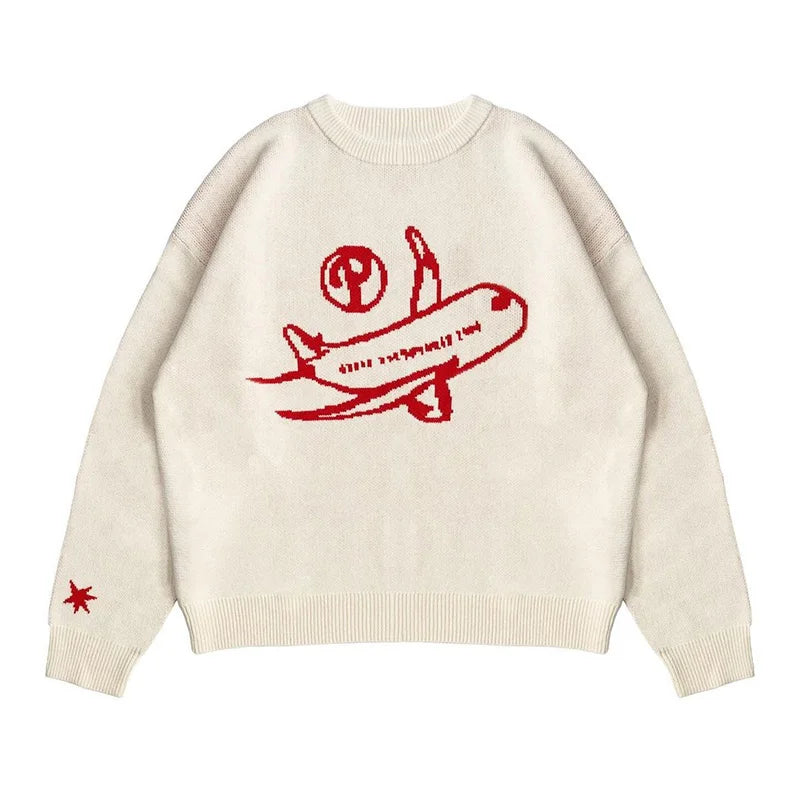 Y2K Baggy Knitted Graphic Jumper Sweater