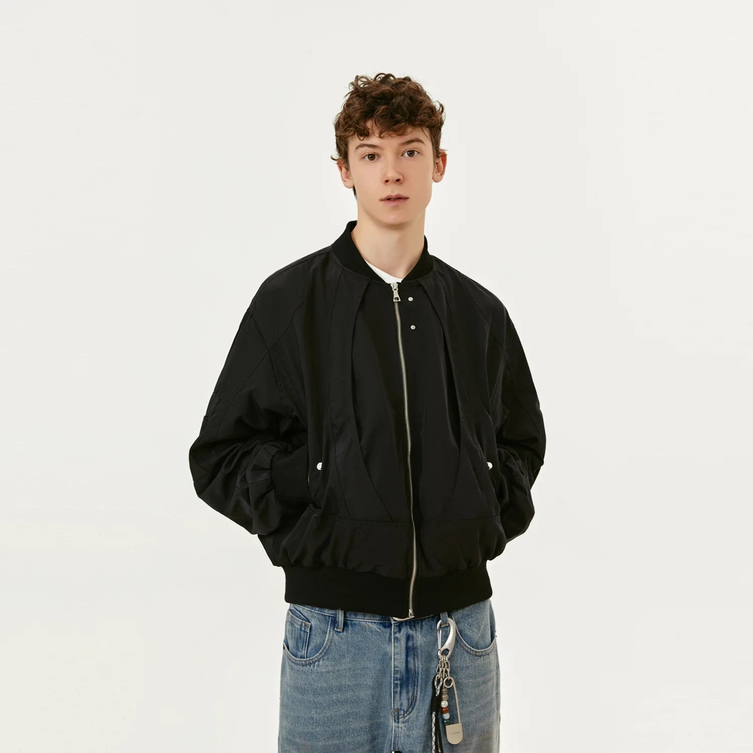 Y2K Black Short Full Zip Up Bomber Jacket