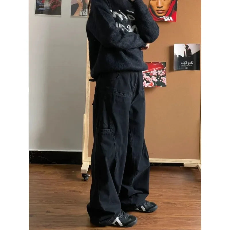 Y2K Black Vintage Oversized Cargo Trousers