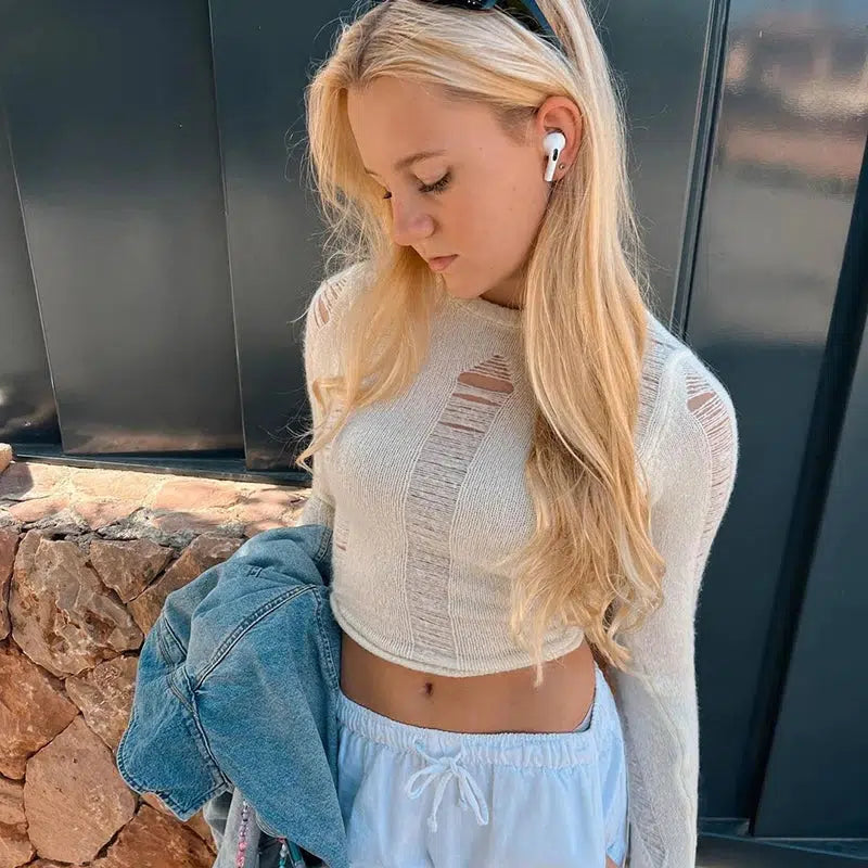 Y2K Distressed Knit Jumper