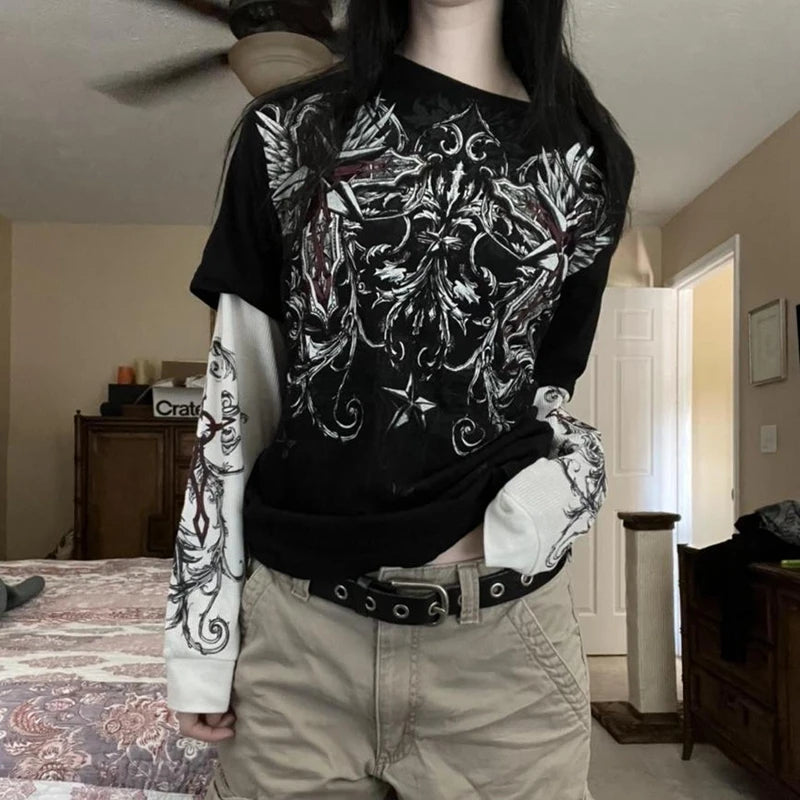Y2K Graphic Long Sleeve T Shirt