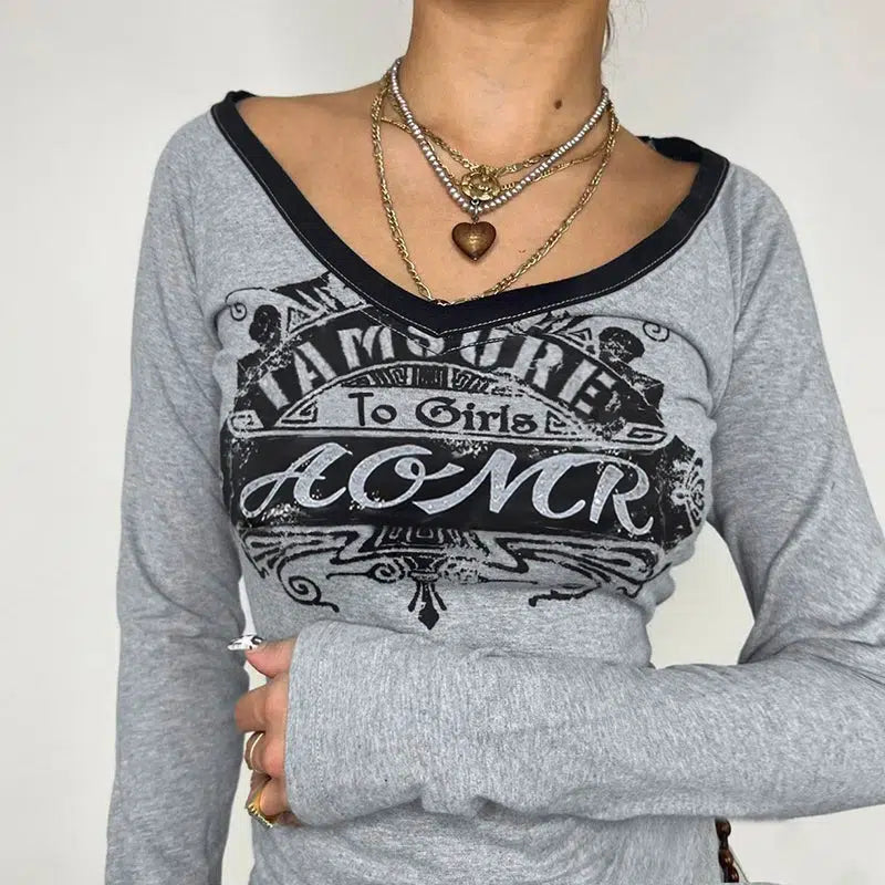 Y2K Graphic Long Sleeve Top