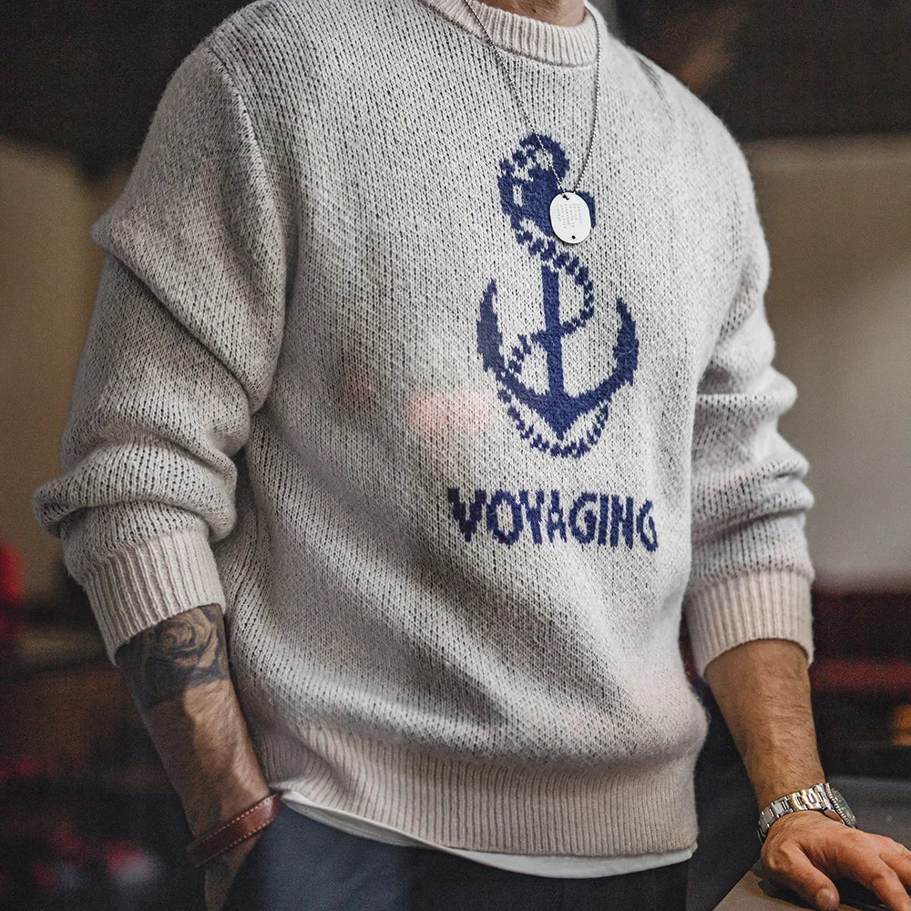Y2K Knitted Print O Neck Jumper Sweater