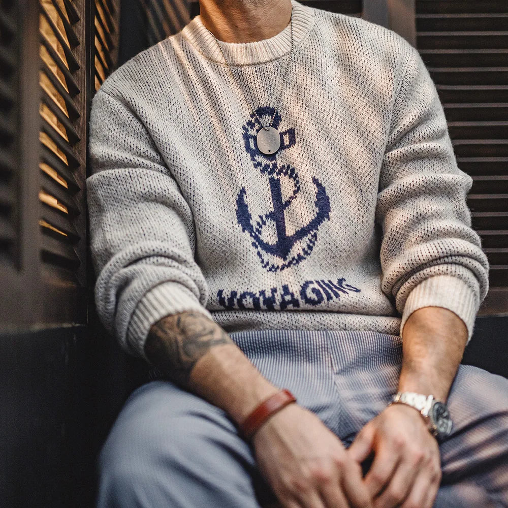 Y2K Knitted Print O Neck Jumper Sweater