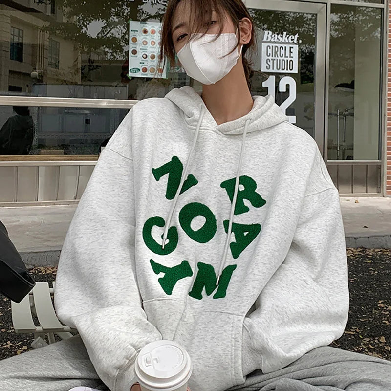 Y2K Letter Collage Baggy Womens Hooded Jumper