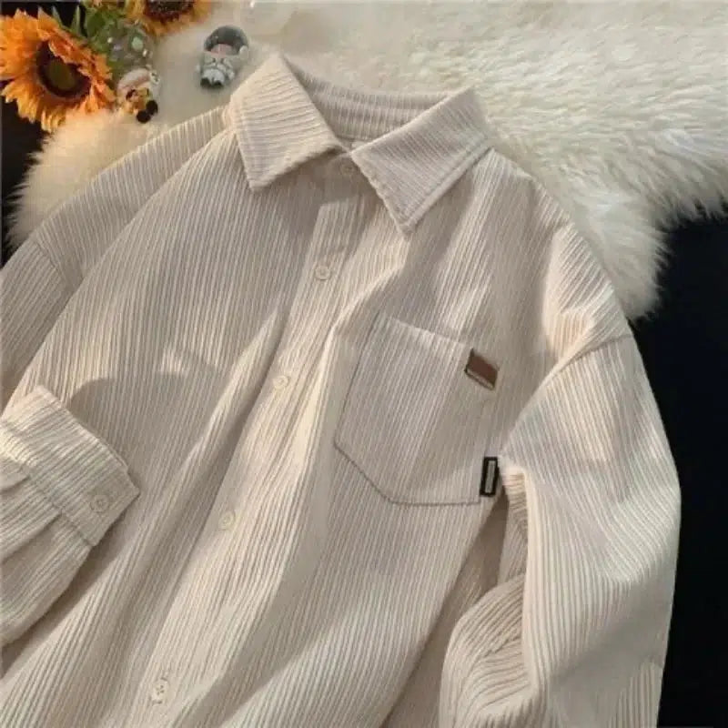 Y2K Long Sleeve Corduroy Shirt