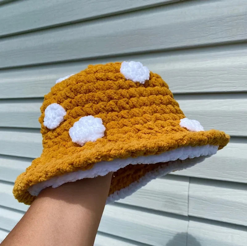 Y2K Mushroom Knit Bucket Hat