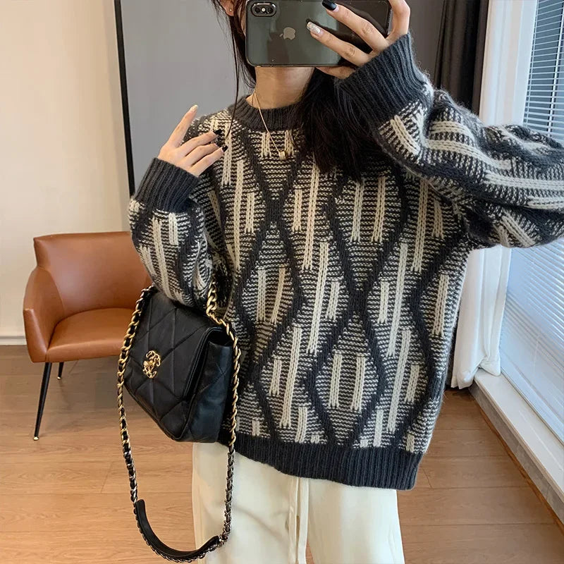 Y2K Vintage Aesthetic Baggy Knit Jumper Sweater