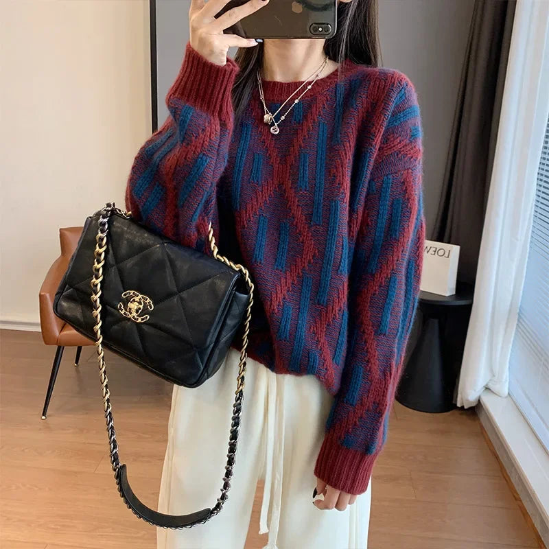 Y2K Vintage Aesthetic Baggy Knit Jumper Sweater