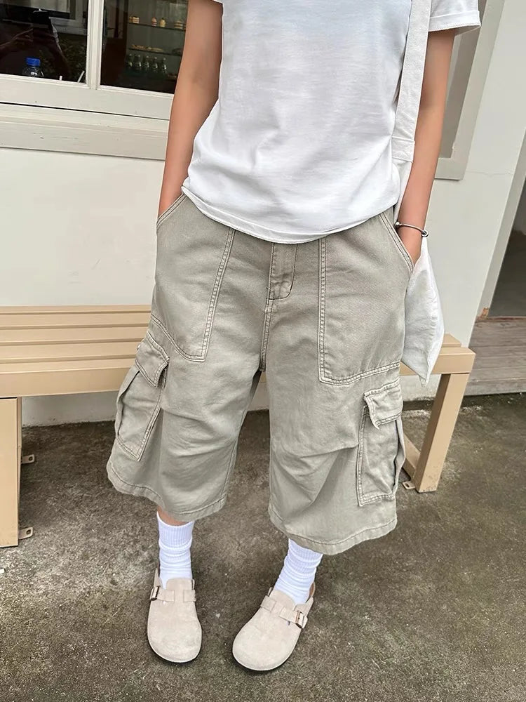Y2K Wide Leg Vintage Cargo Jorts Shorts