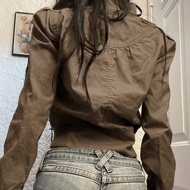 Y2K Zip Up Crop Jacket