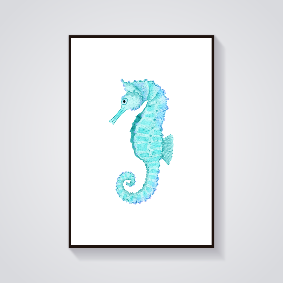 Teal Seahorse Watercolor Poster