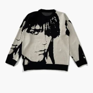 FACE PRINT SWEATER Y2K