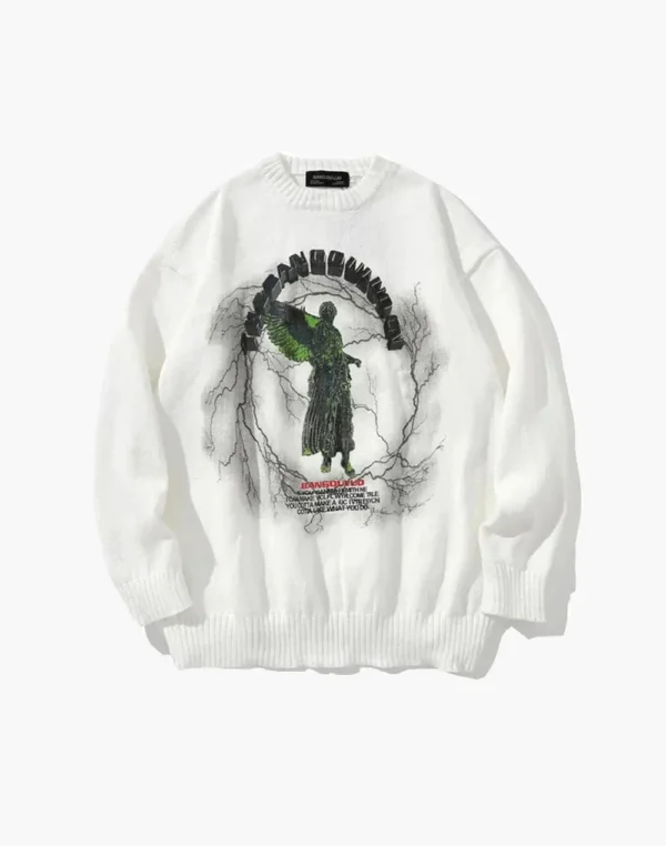 Y2K White ANGEL RAIN SWEATER